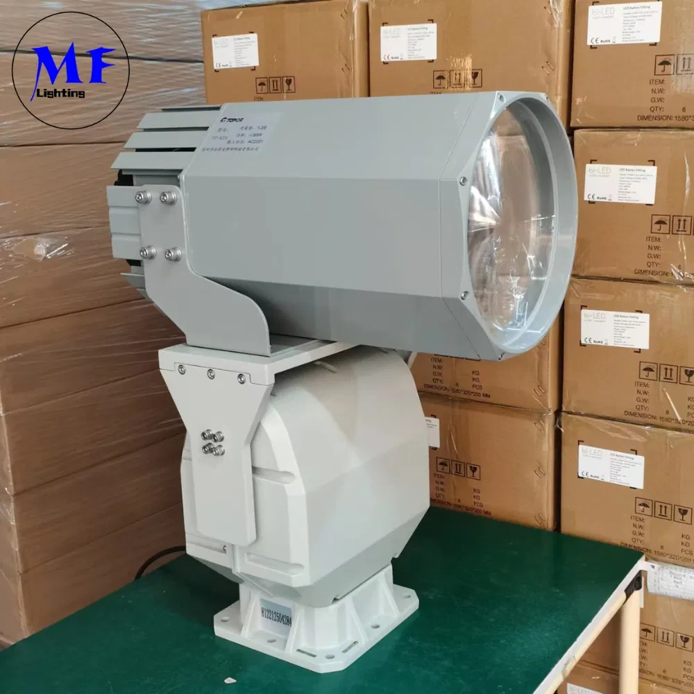 Đèn pha LED tìm kiếm 200W 300W IP66 Chống thấm nước Thép Chống ăn mòn 1000m 3000m Tàu biển Tàu thuyền Tìm kiếm từ xa Đèn pha cứu hộ 10