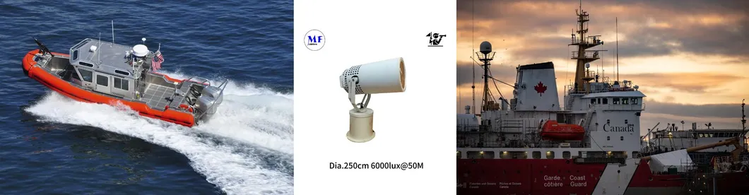 Đèn pha LED tìm kiếm 200W 300W IP66 Chống thấm nước Thép Chống ăn mòn 1000m 3000m Tàu biển Tàu thuyền Tìm kiếm từ xa Đèn pha cứu hộ 17