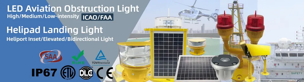 Đèn cản hàng không LED IP66 chống nước Đỏ Trắng hai đầu Ứng dụng tích hợp pin ảnh Đèn cản hàng không Đèn cảnh báo LED cường độ thấp 0