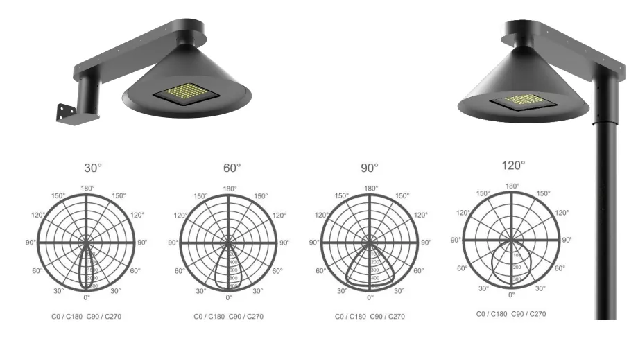 Đèn đường LED năng lượng mặt trời, vỏ nhôm. Chống nước 130lm/W, Ik08, IP66, Ra70, hình bán cầu, tích hợp, dùng cho vỉa hè, lối đi, đường, vỉa hè, tường, sân 3
