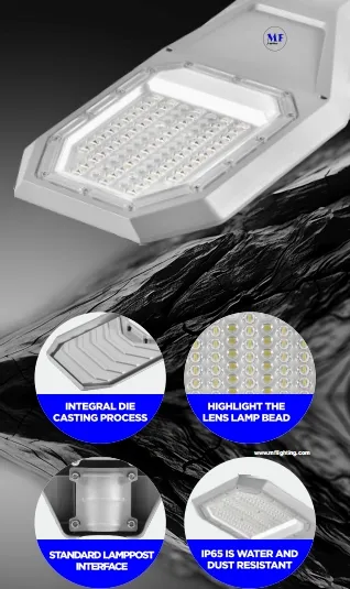 Đèn LED Mặt trời vườn đường phố Đèn tường nhôm Kiểm soát nước 200W IP65 Ik08 Đường đi công viên nhỏ gọn 6