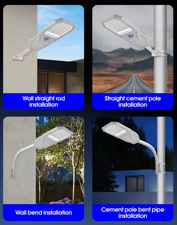 Đèn LED Mặt trời vườn đường phố Đèn tường nhôm Kiểm soát nước 200W IP65 Ik08 Đường đi công viên nhỏ gọn 9