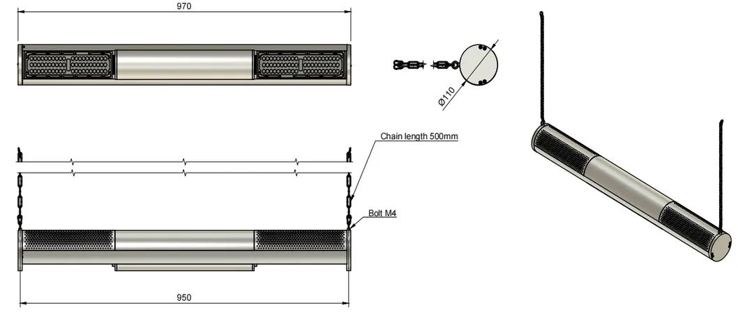 Ánh sáng vườn LED Kiểm soát nước 250W 300W IP66 Ik10 Xưởng bán lẻ bãi đậu xe cửa hàng Trần nhà treo kho lưu trữ Lũ lụt Highbay 3