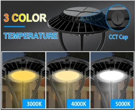 Đèn LED sân vườn có thể điều chỉnh chống ẩm IP65 150W Chống nước 140lm/W Đen Cổ tích Sân cỏ Đỉnh cột 1