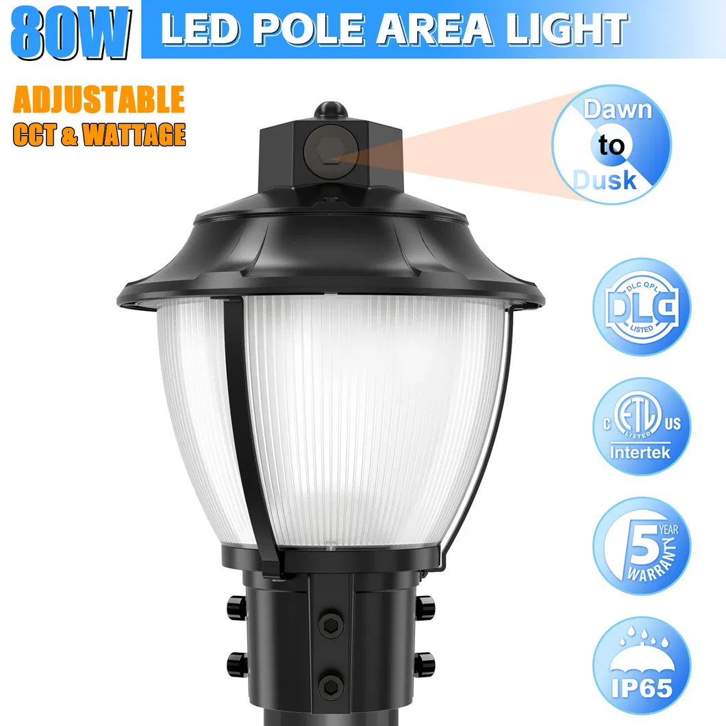 Đèn LED sân vườn điều chỉnh được chống sốc IP65 48/64/80W Chống nước 130lm/W Đèn lồng Đen và Trắng 1