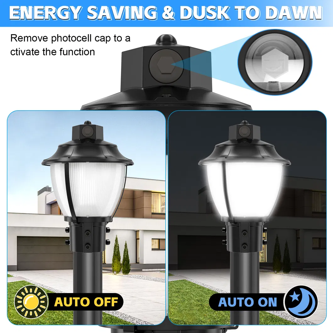 Đèn LED sân vườn điều chỉnh được chống sốc IP65 48/64/80W Chống nước 130lm/W Đèn lồng Đen và Trắng 3