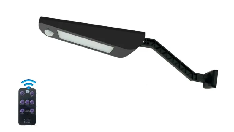 Đèn tường năng lượng mặt trời LED hiện đại, mới lạ, thông minh, đơn giản, pin lithium, tinh thể đơn, màu đen, năng lượng mặt trời, IP66, chống thấm nước, đúc 1