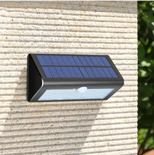 Đèn tường năng lượng mặt trời LED hiện đại, mới lạ, thông minh, đơn giản, pin lithium, tinh thể đơn, màu đen, năng lượng mặt trời, IP66, chống thấm nước, đúc 3