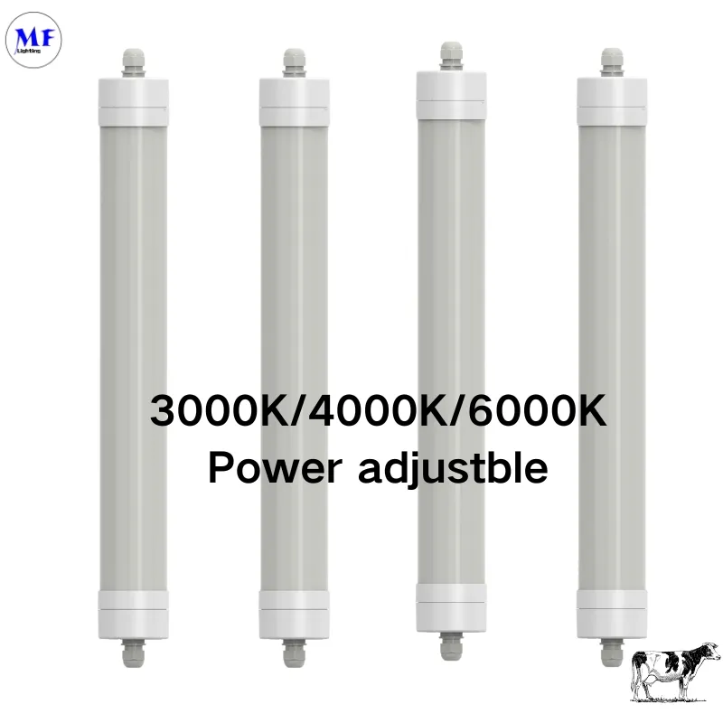 LED Tri-Proof Light Anti-Ammonia White Color Ik10 IP69K 0~10V Dim CCT Power Adjustable 170lm/W 1.6m for Diary Cow Sheep Farmyard Livestock 1