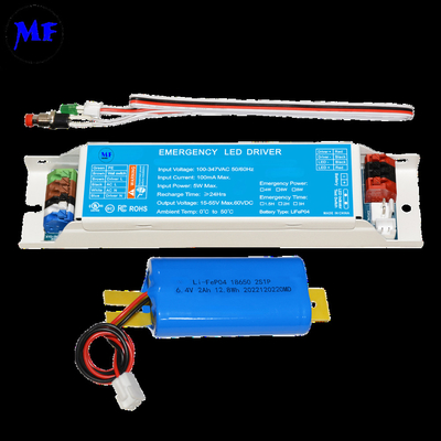 Powerpack Panic Light Ballast Emergency LED Driver 2000-Cycle 4W Wide-Voltage 100-347VAC Smart-Protected LiFePO4 with Auto-Test 5-Year Warranty