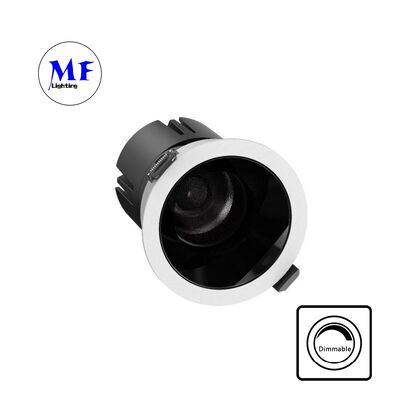 Anti-Glare COB Recessed LED Spot Downlight Optical Lens,15-55° Beam Angle,0-30° Adjustable Illumination,110Vac 5CCT DIP & 200-240VAC Dimmable Recessed Spotlight