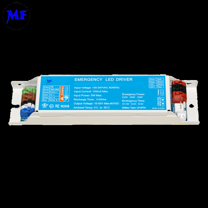 Powerpack Panic Light Ballast Emergency LED Driver 2000-Cycle 4W Wide-Voltage 100-347VAC Smart-Protected LiFePO4 with Auto-Test 5-Year Warranty