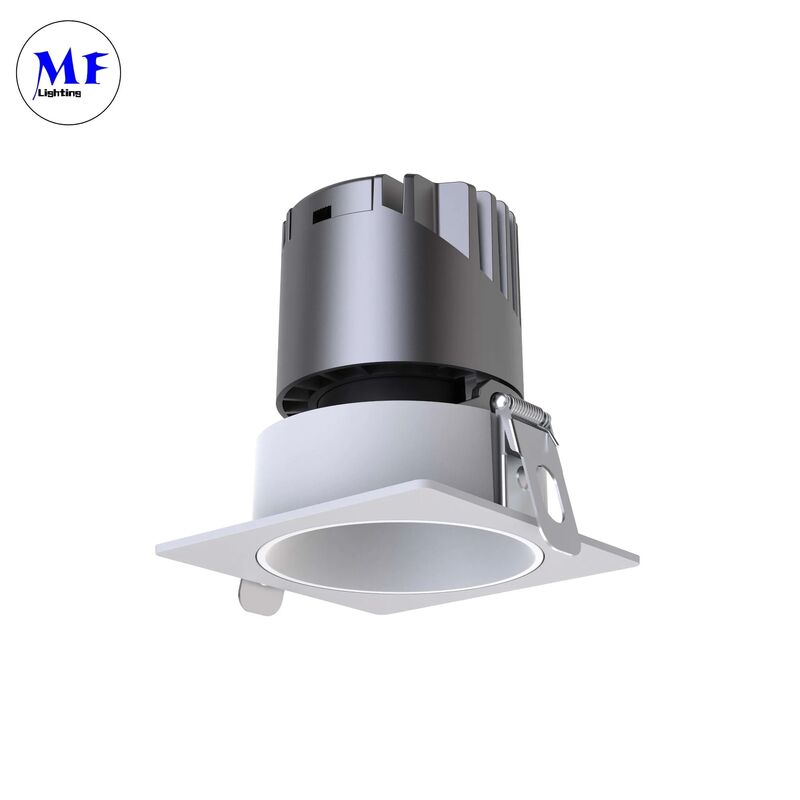 High CRI Square LED Recessed Spotlight Downlight IP44 Anti-Glare 15°Adjustable Triac 0-10V Dali-2 Dimmable Ceiling Down Light 12W