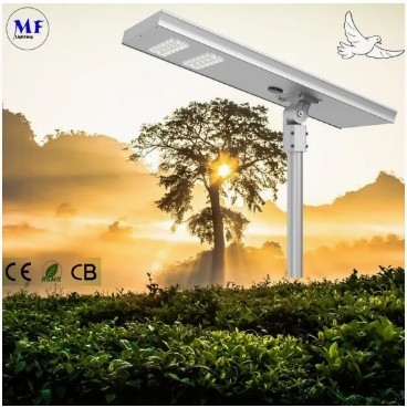 Đèn LED đường phố năng lượng mặt trời vườn ánh sáng cảm biến chuyển động màu trắng bạc 120W 100W 80W Alu. IP66 đường chân Villa sân