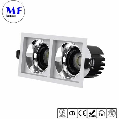 Ánh sáng LED hình vuông 3 * 7W Đầu đơn / đôi / ba đầu 100LM / W CRI90 IP20 IP44 Ánh sáng trần phản xạ