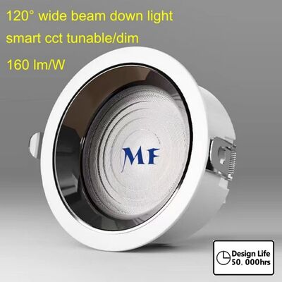 Đèn LED âm trần tròn SMD góc chiếu rộng 120 độ 140lm/W 160lm/W IP44 Ik07 50W 60W 70W 80W 100W Dali Tuya Zigbee Vỏ đen trắng